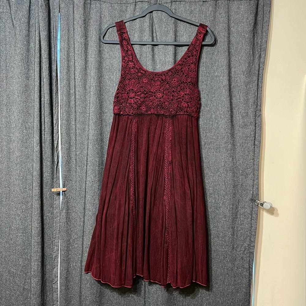Burgundy/red dress with crochet top